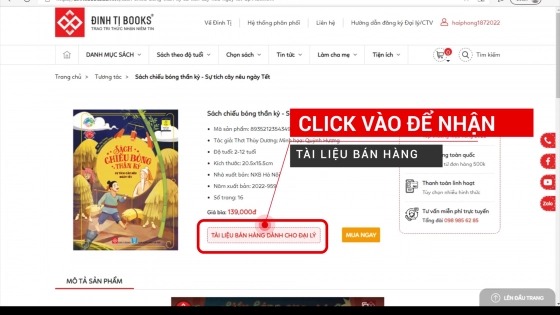 Hướng dẫn lấy tài liệu bán hàng trên website của Đinh Tị Books