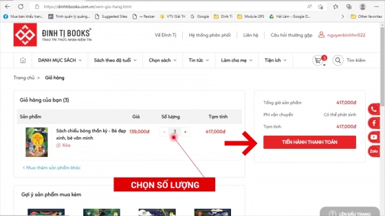 Hướng dẫn Cộng Tác Viên Đặt hàng trên website Đinh Ti Books.