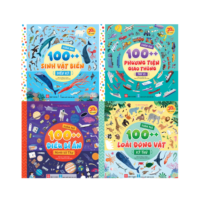 Combo 4T: Khám phám 100++ (Sinh vật biển diệu kỳ + Phương tiện giao thông thú vi +Loài động vật kỳ thú + Điều bí ẩn ngoài vũ trụ)