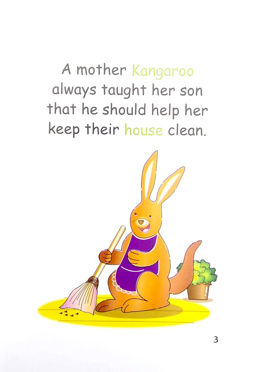 Truyện tranh song ngữ Việt-Anh cho bé - A clean and tidy Kangaroo - Bạn Kangaroo sạch sẽ, gọn gàng